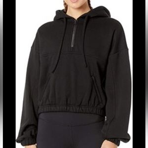 Alo Yoga STADIUM HALF ZIP HOODIE - BLACK SIZE SMALL